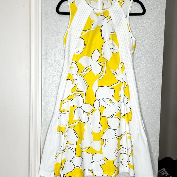 DVF Black White & Yellow Samantha Sleeveless Dress sz 4 - Picture 1 of 10